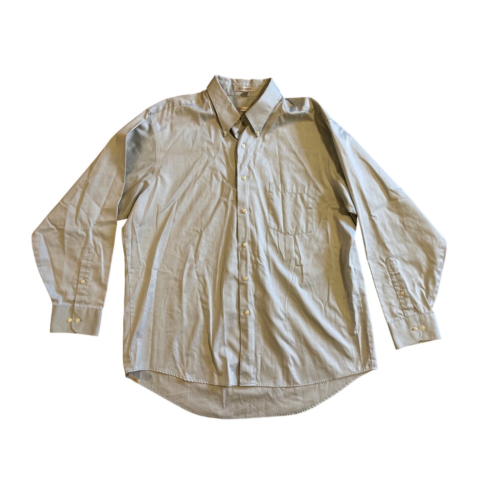 Geoffrey Beene Mens Light Blue Cotton Pinpoint Button Down Shirt XL Long‎ Sleeve